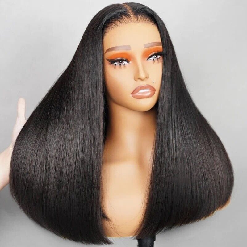 Human Hair Wigs Glueless Women Lace Front Straight Wear And Go Short Wig UK