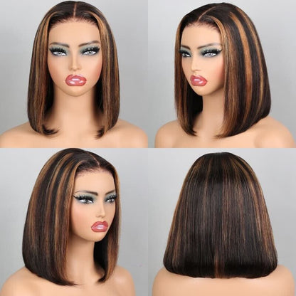 Human Hair Wig Wigs Glueless Women Wear & Go Lace Front Short Bob Wig UK