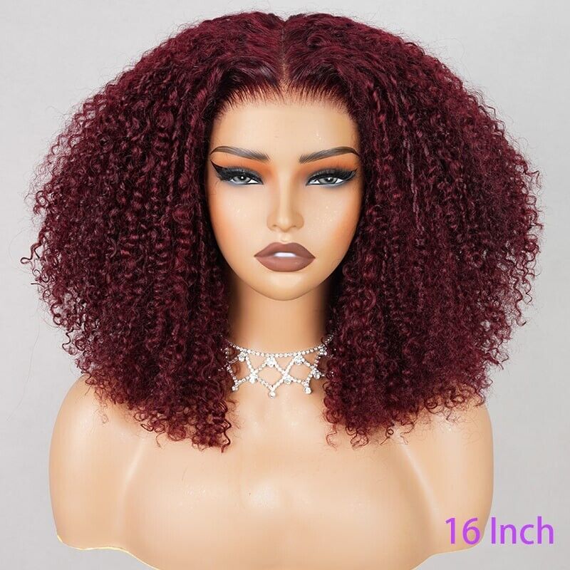 Glueless Wear & Go Lace Pre Cut Front Kinky Curly Wig Human Hair Wigs UK Women