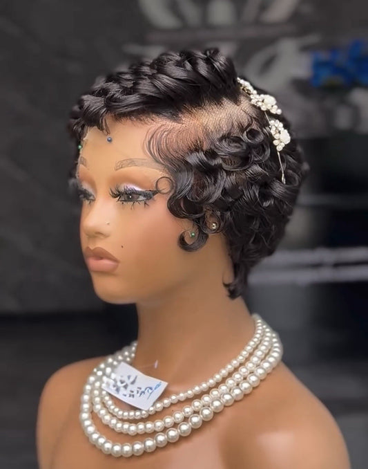 Pixie Cut Human Hair Pre Styled Ready To Wear Short Wig