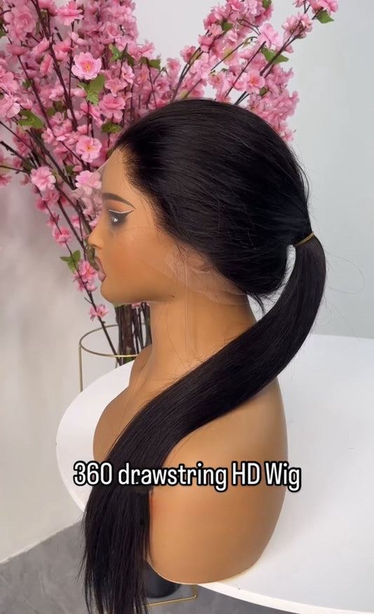Raw Vietnamese SDD 360 Lace Drawstring Bone Straight Glueless Ready To Wear Wig