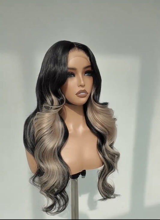 Pre Styled Ready To Wear Wavy Human Hair Glueless 250% Density Wig Custom Color 