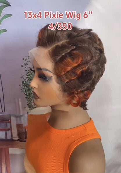 Pixie Cut Human Hair Pre Styled Ready To Wear Short Wig