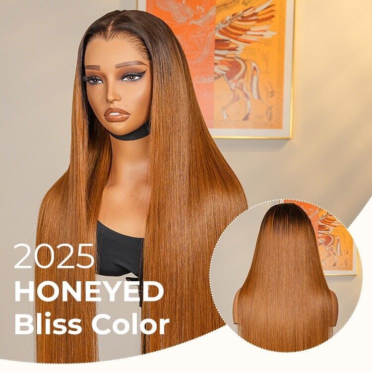 Honeyed Bliss Color Human Hair Wig Natural Hairline 13x6 Lace Front 250% Density