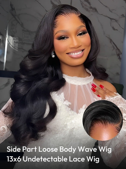 Lagos Hairline Pre Styled Glueless Side Part Loose Wave Human Hair 250% Full Wig
