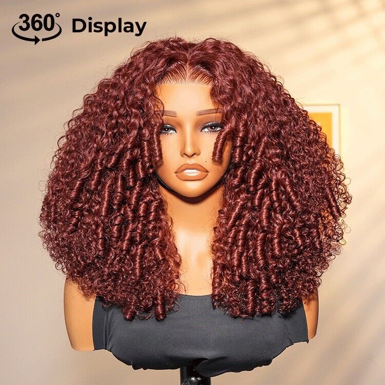 Human Hair Wigs Big Spiral Curly Natural Hairline Pre Cut Lace 250% Full Density