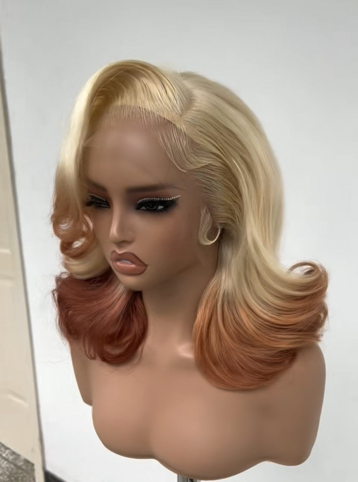 Raw Vietnamese SDD Layered Cut Lace Front Glueless Bob Wig 250% Blonde /Ginger