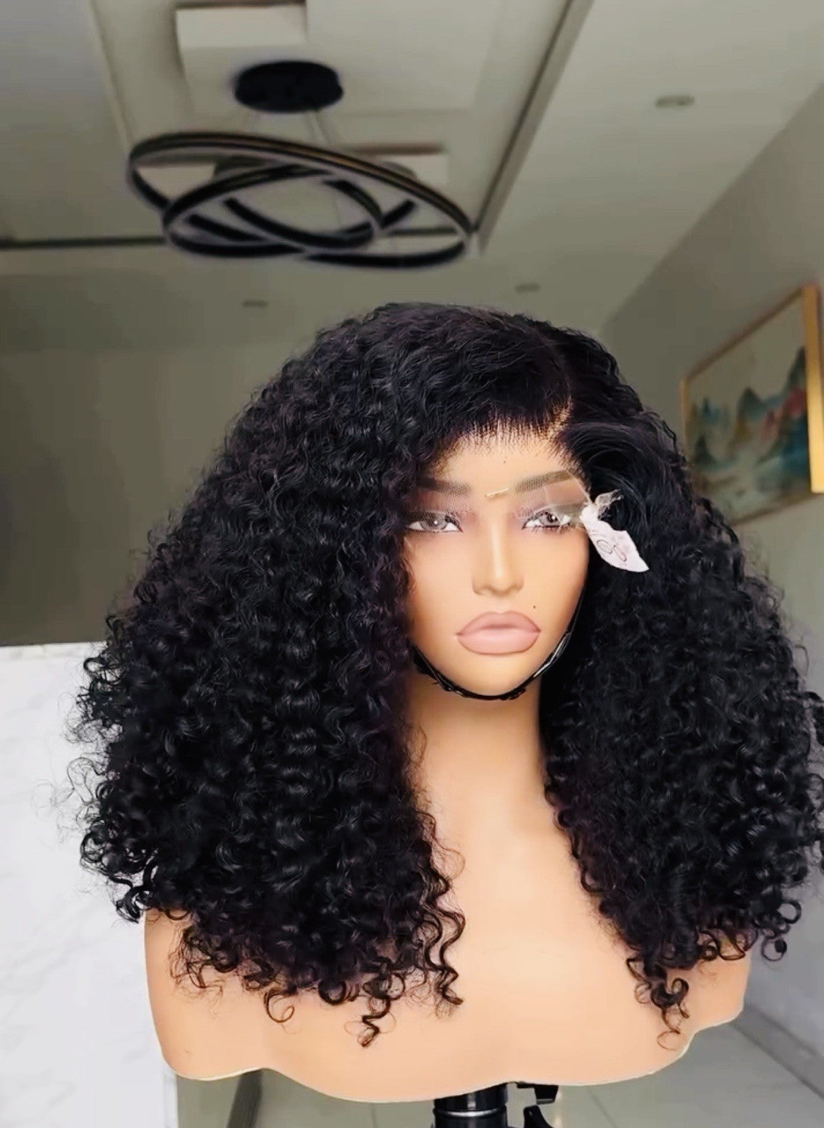 Raw Vietnamese SDD Bouncy Water Curly Glueless Lace Front Wig 250% Density Wig