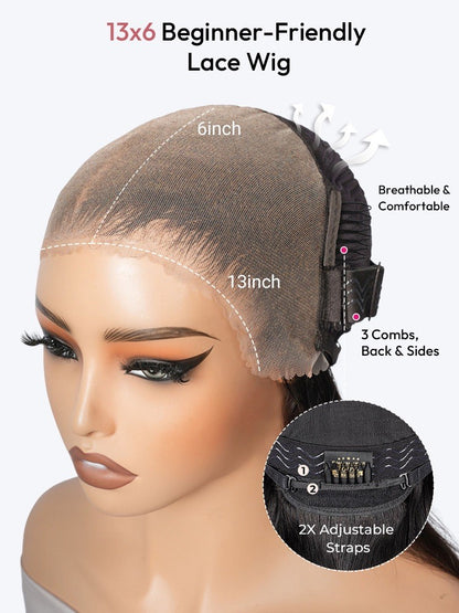 Pre Styled Side Pre-Braided Glueless Lace Wavy Human Hair 300% Full Density Wig