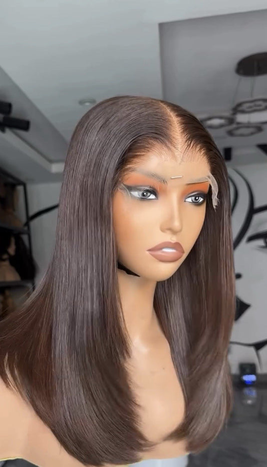 Raw Vietnamese SDD Layered Cut Lace Bone Straight Glueless Wig Full Density