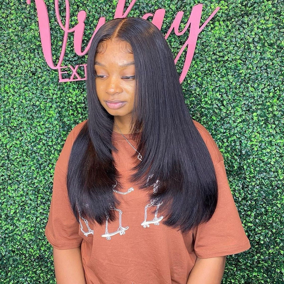 250% Straight Hair With Layers Shoulder Length Glueless Human Hair HD Lace Wig