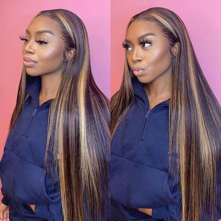 Glueless Ready To Go Wig Piano Colored Body Wave 5*5 Closure With Highlights