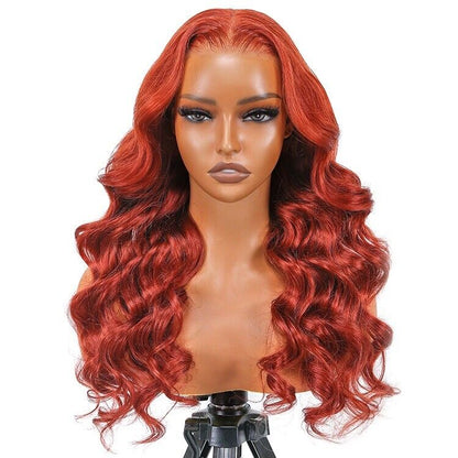 Human Hair Glueless Ready to Go Wig Maple Red 9*5 Lace Wig 180% Density Women