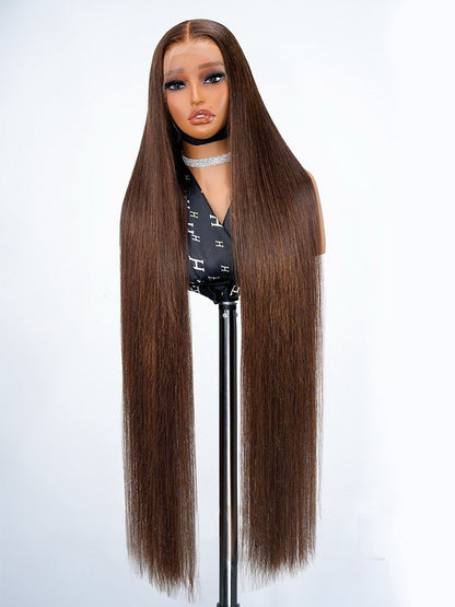 Super Long 50inch 300% Density Chocolate Brown 13x6 HD Lace Front Wig Human Hair
