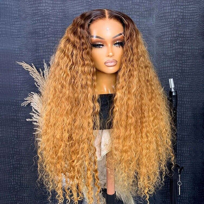 Human Hair Wigs Wig Glueless Wear Go Women Pre-cut Lace Front Curly UK