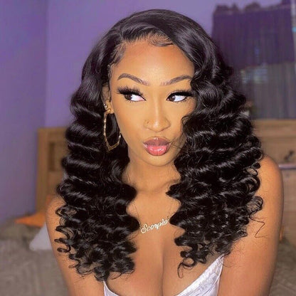 Glueless Ready To Wear Human Hair Wigs Lace Front Wand Curl Short Wig Women UK