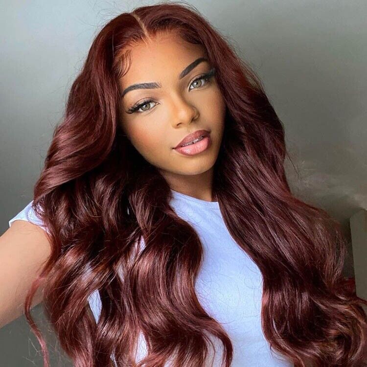 Human Hair Glueless Ready To Wear Wig Reddish Brown Wavy Wig Women UK