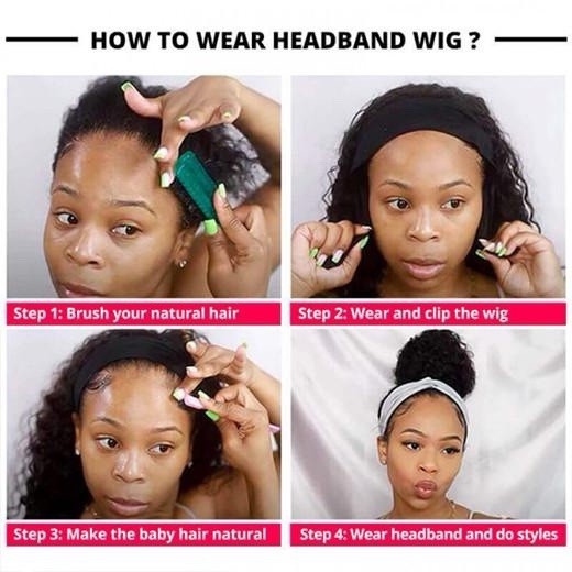 Headband Easy Wear and Go None Lace Front Wigs Kinky Straight Curly Wave