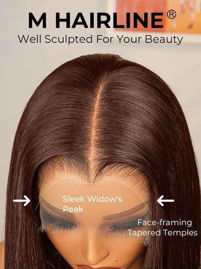 M Hairline Dark Brown Straight 13*6 Lace Front Wigs 250% Density