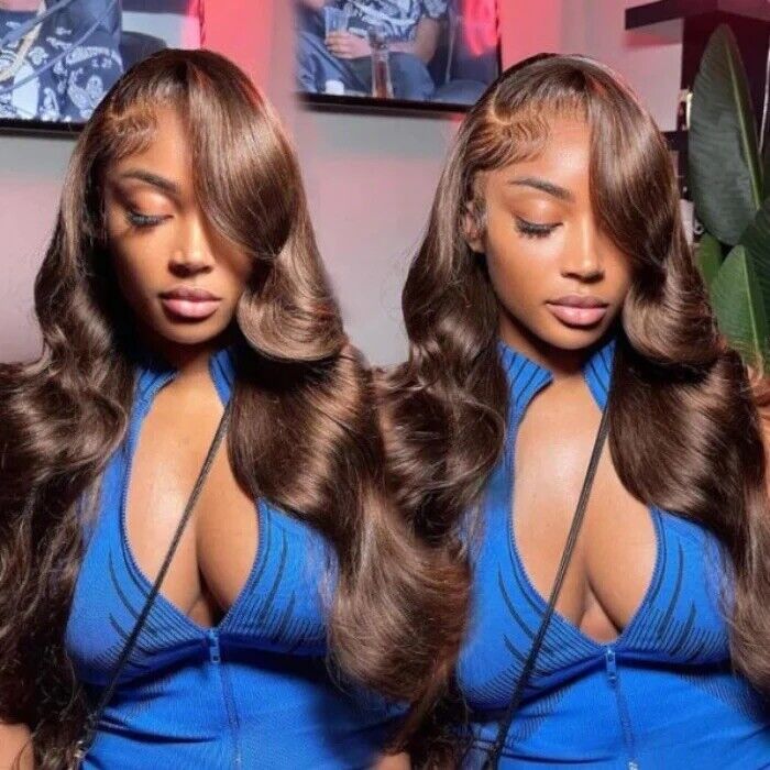 Human Hair Wigs Glueless Women Pre-cut Lace Front Wavy Straight Long Wig UK