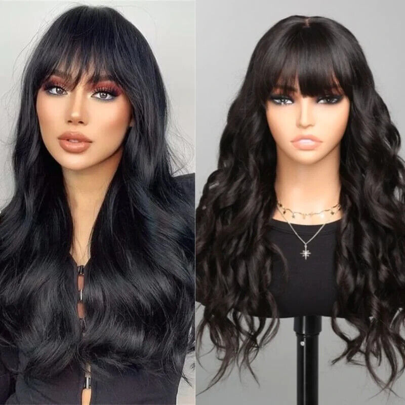 Human Hair Wigs Wig With Bang Glueless Wear And Go Women UK