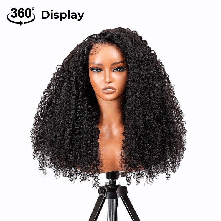 Human Hair Wigs Glueless Ready To Wear Natural Fluffy Curly Lace Front Women UK