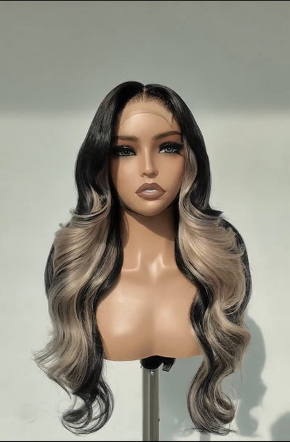 Pre Styled Ready To Wear Wavy Human Hair Glueless 250% Density Wig Custom Color 