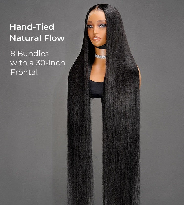 Super Long 50inch 300% Density Natural Black 13x6 HD Lace Front Wig Human Hair