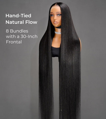 Super Long 50inch 300% Density Natural Black 13x6 HD Lace Front Wig Human Hair