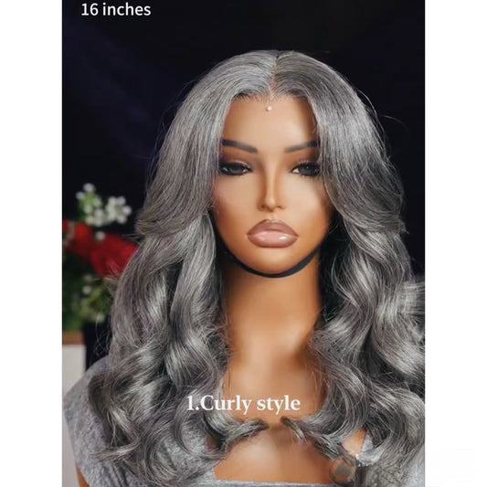 Glueless Loose Curly Ready To Wear Ash Grey HD Lace Front Bob Wig 250% Full