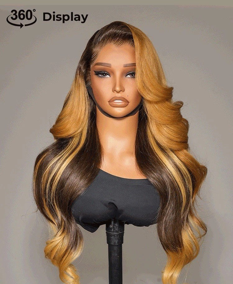 Highlights Body Wave Amber Cocoa M Hairline With Widow's Peak 13x6 Lace Wig