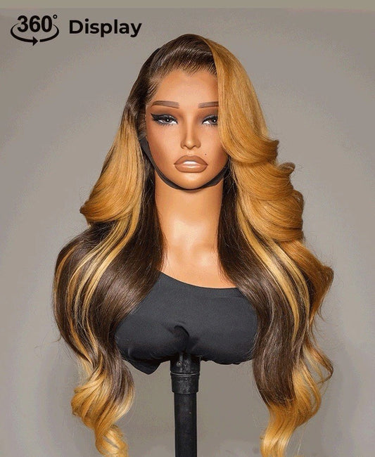 Highlights Body Wave Amber Cocoa M Hairline With Widow's Peak 13x6 Lace Wig