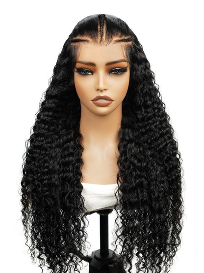 250% Density Pre Styled Ready To Go Bleached Pre Cut Lace Pre Braided Curly Wig