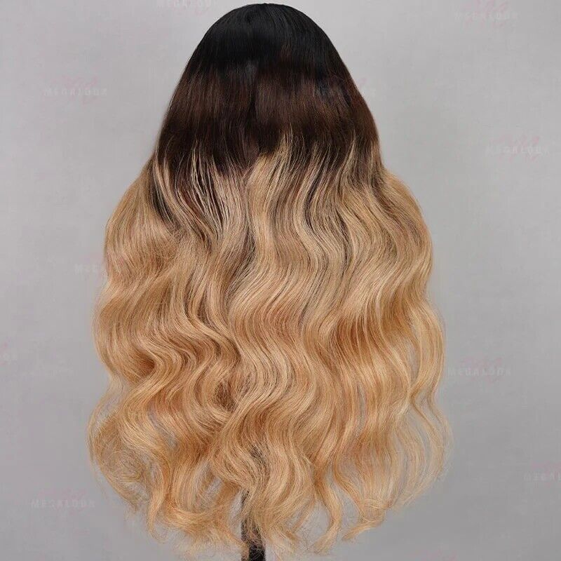 Human Hair Wigs Wig Women Glueless Lace Front Wavy Long UK Highlights Blonde