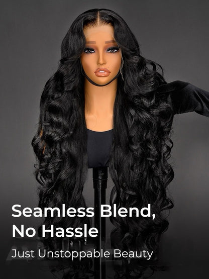 50inch Voluminous Layered Cut Ocean Wave HD Lace Wig Super Long Human Hair 300%