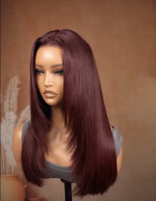 Human Hair Glueless Ready To Wear Layered Cut 250% Density  Dark 99J Wig