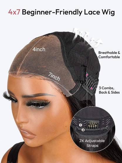 Pre Styled Ready To Wear Yaki Straight Human Hair 300%  Density Glueless  Wig 