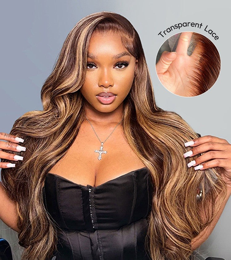 Glueless Ready To Go Wig Piano Colored Body Wave 5*5 Closure With Highlights