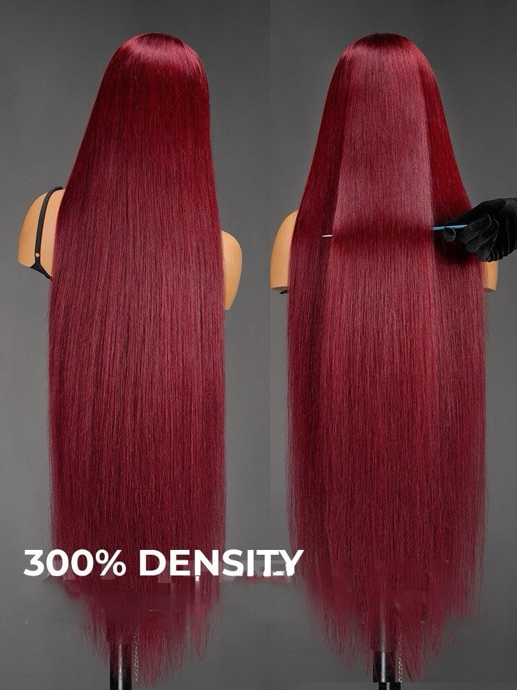 Super Long 50inch 300% Density Burgundy 13x6 HD Lace Front Wig Human Hair