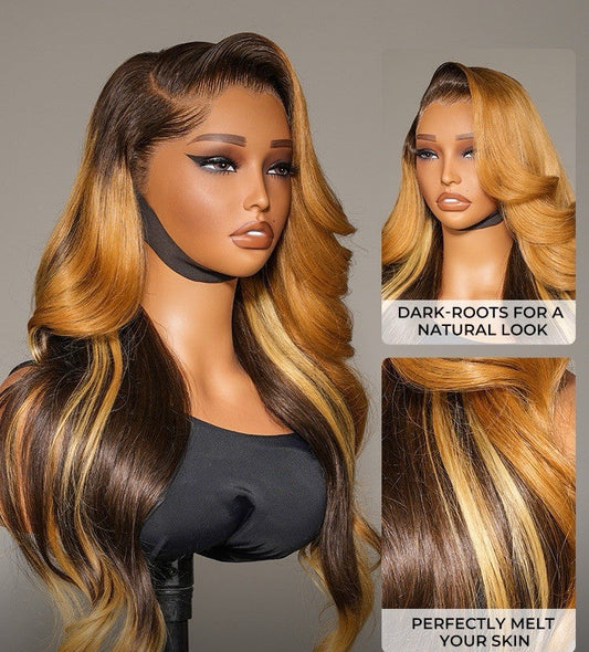 Highlights Body Wave Amber Cocoa M Hairline With Widow's Peak 13x6 Lace Wig