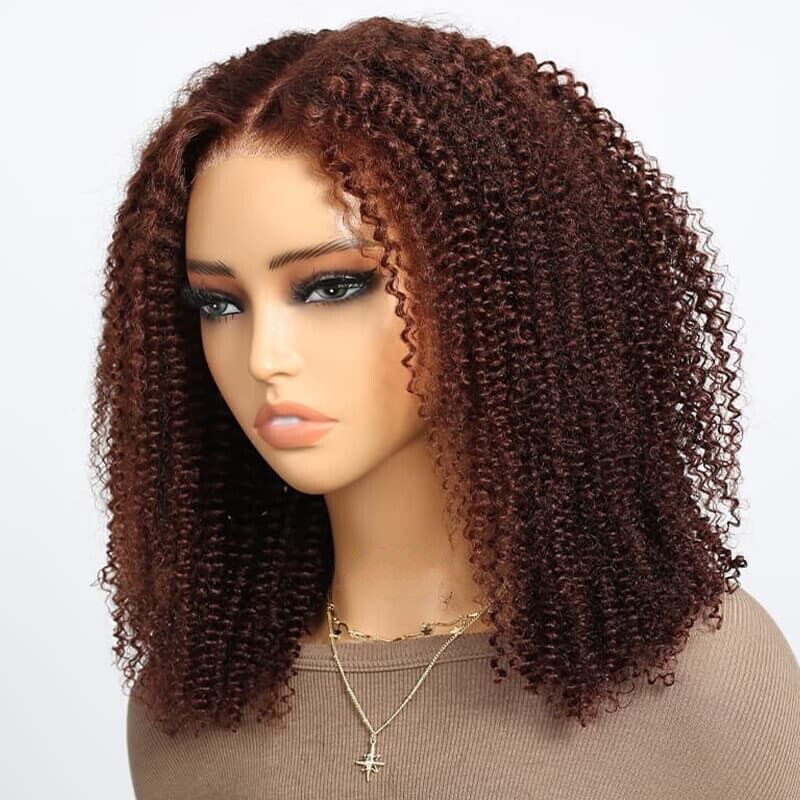 Human Hair Wigs Glueless Wear And Go Women Lace Front Bouncy Curly Short Wig UK