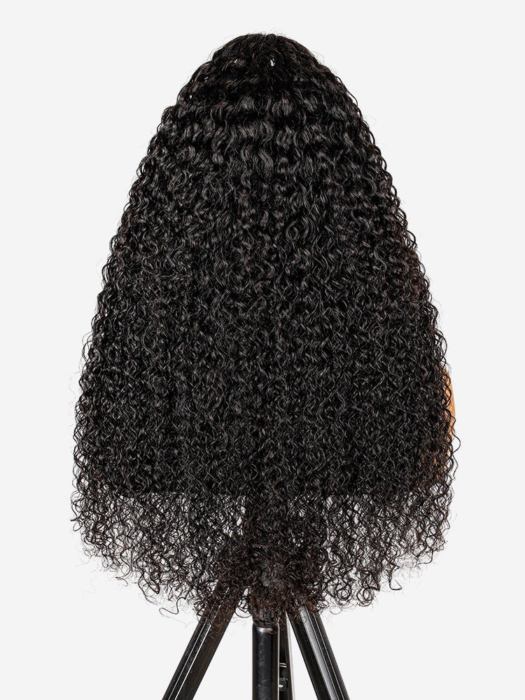 Pre Styled Side Pre Braided Glueless Natural Curly Voluminous 300% Density Wig