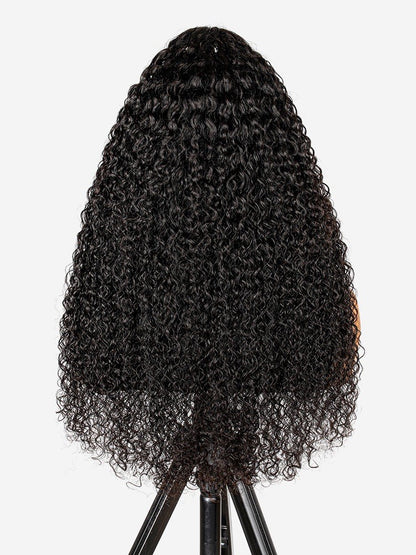 Pre Styled Side Pre Braided Glueless Natural Curly Voluminous 300% Density Wig