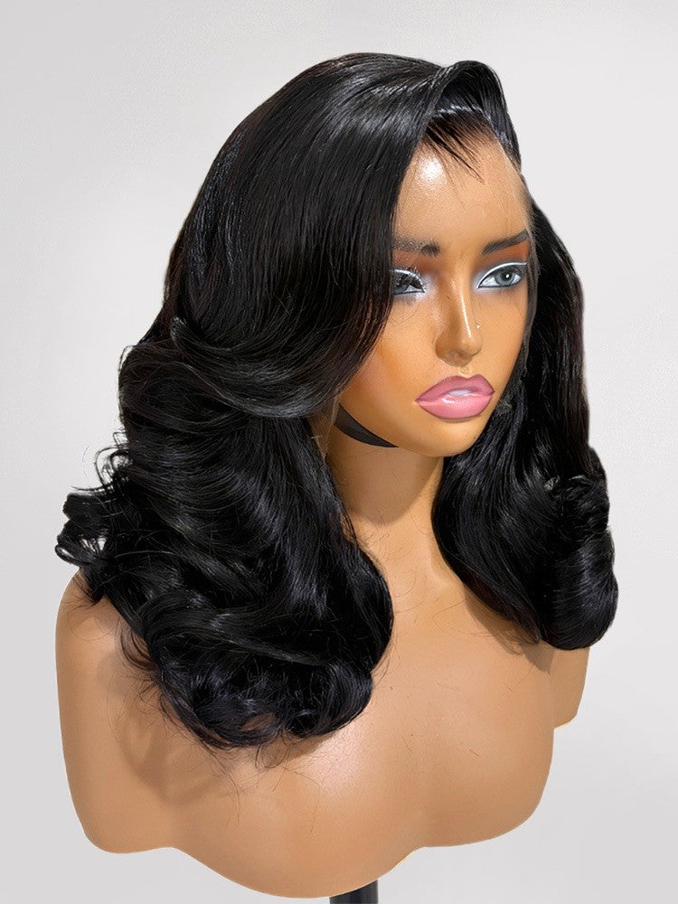 Lagos Hairline Pre Styled Glueless Side Part Loose Wave Human Hair 250% Full Wig