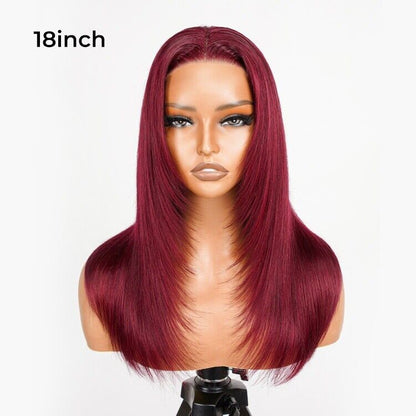 Human Hair Wigs Glueless Women Pre Cut Lace Straight Wear Go Layered Wig UK 99j