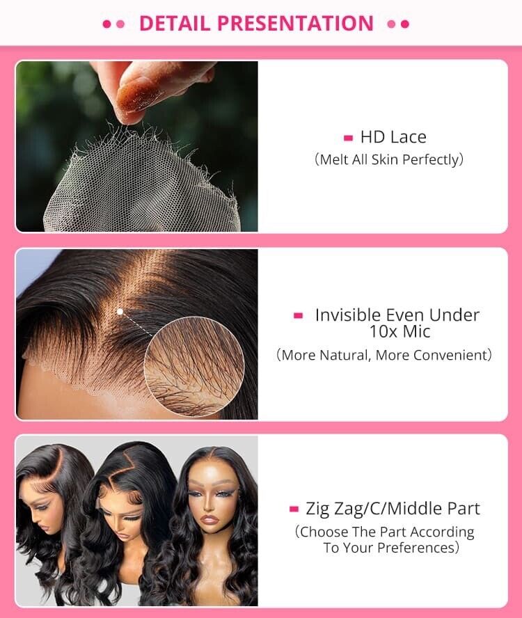 Human Hair Wigs Wig Glueless Wear And Go Women Lace Front Curly Long UK Natural