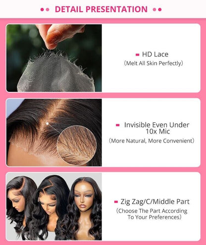 Human Hair Wigs Wig Glueless Wear And Go Women Lace Front Curly Long UK Natural