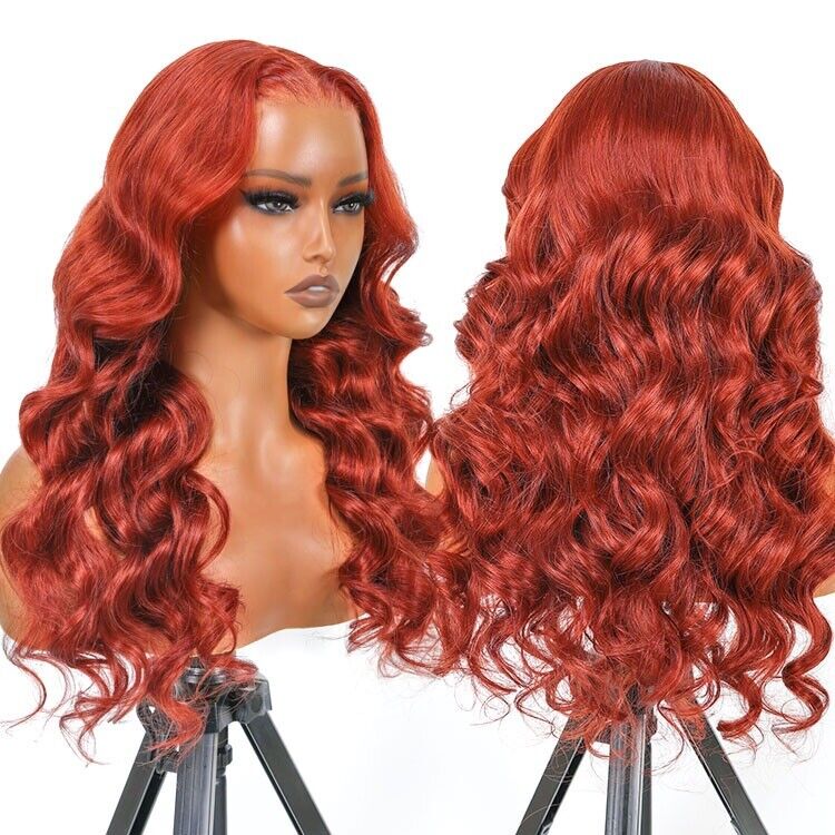 Human Hair Glueless Ready to Go Wig Maple Red 9*5 Lace Wig 180% Density Women