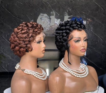 Pixie Cut Human Hair Pre Styled Ready To Wear Short Wig