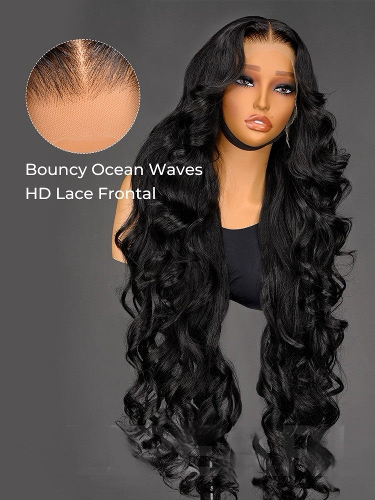 50inch Voluminous Layered Cut Ocean Wave HD Lace Wig Super Long Human Hair 300%
